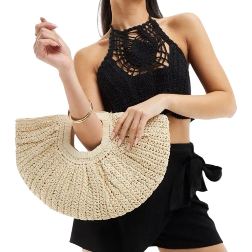 Ramla Raffia Woven Straw Tote / Clutch - New